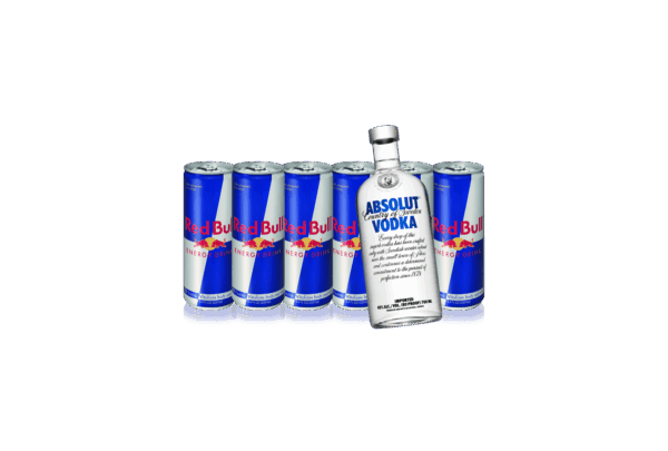 Absolut Vodka 0,7 L + Red Bull 6 Stk.